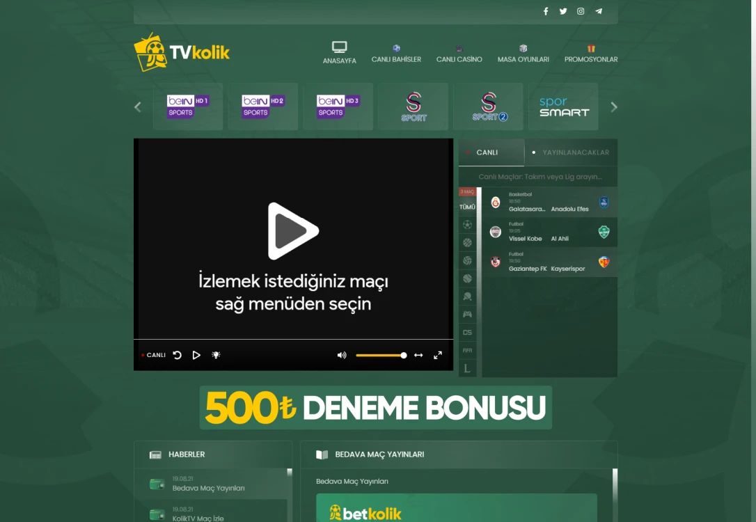 Betkolik Tv ekran görüntüsü