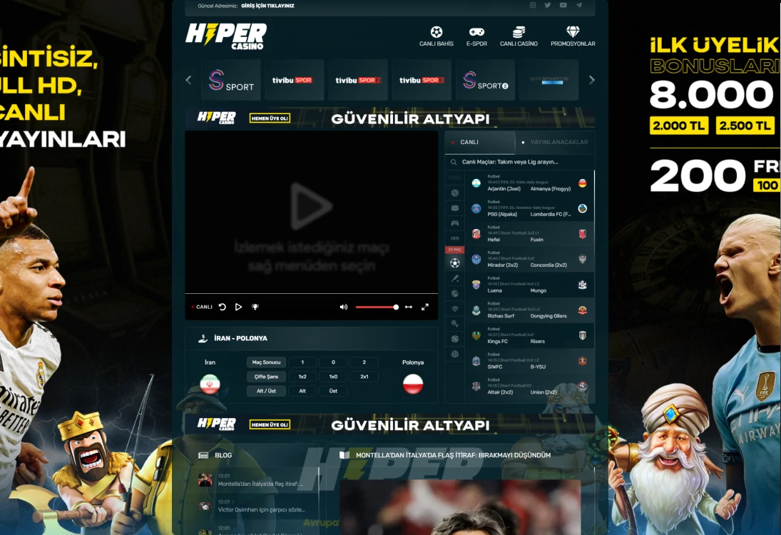 Hipercasino TV ekran görüntüsü