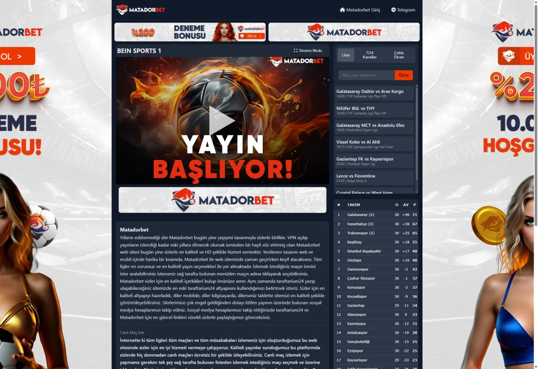 Matadorbet Tv ekran görüntüsü