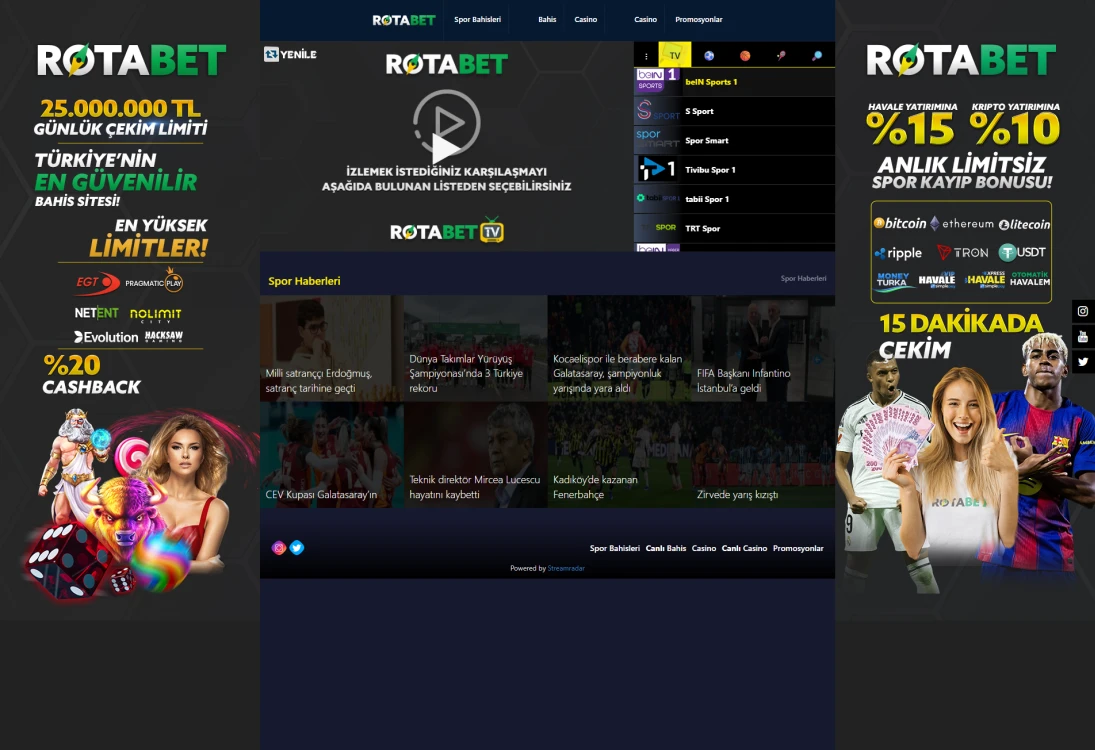 Rotabet Tv ekran görüntüsü
