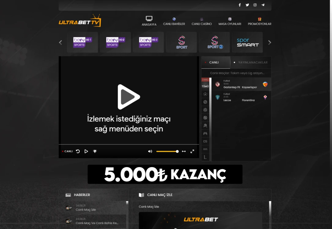 Ultrabet Tv ekran görüntüsü