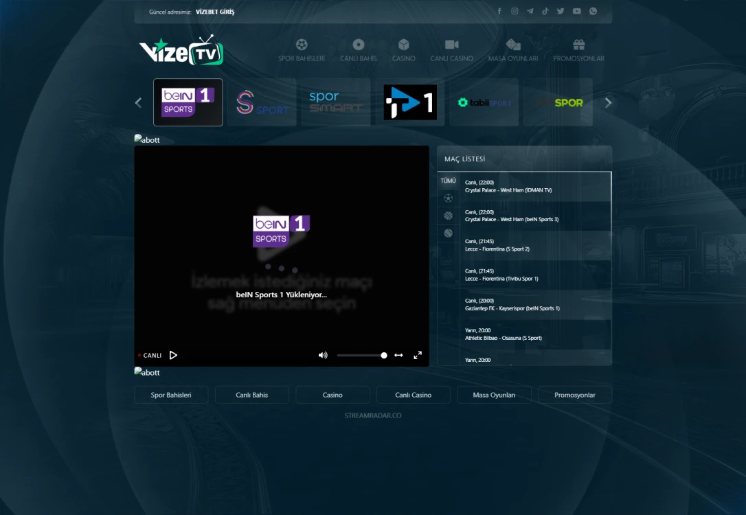 Vizebet Tv ekran görüntüsü